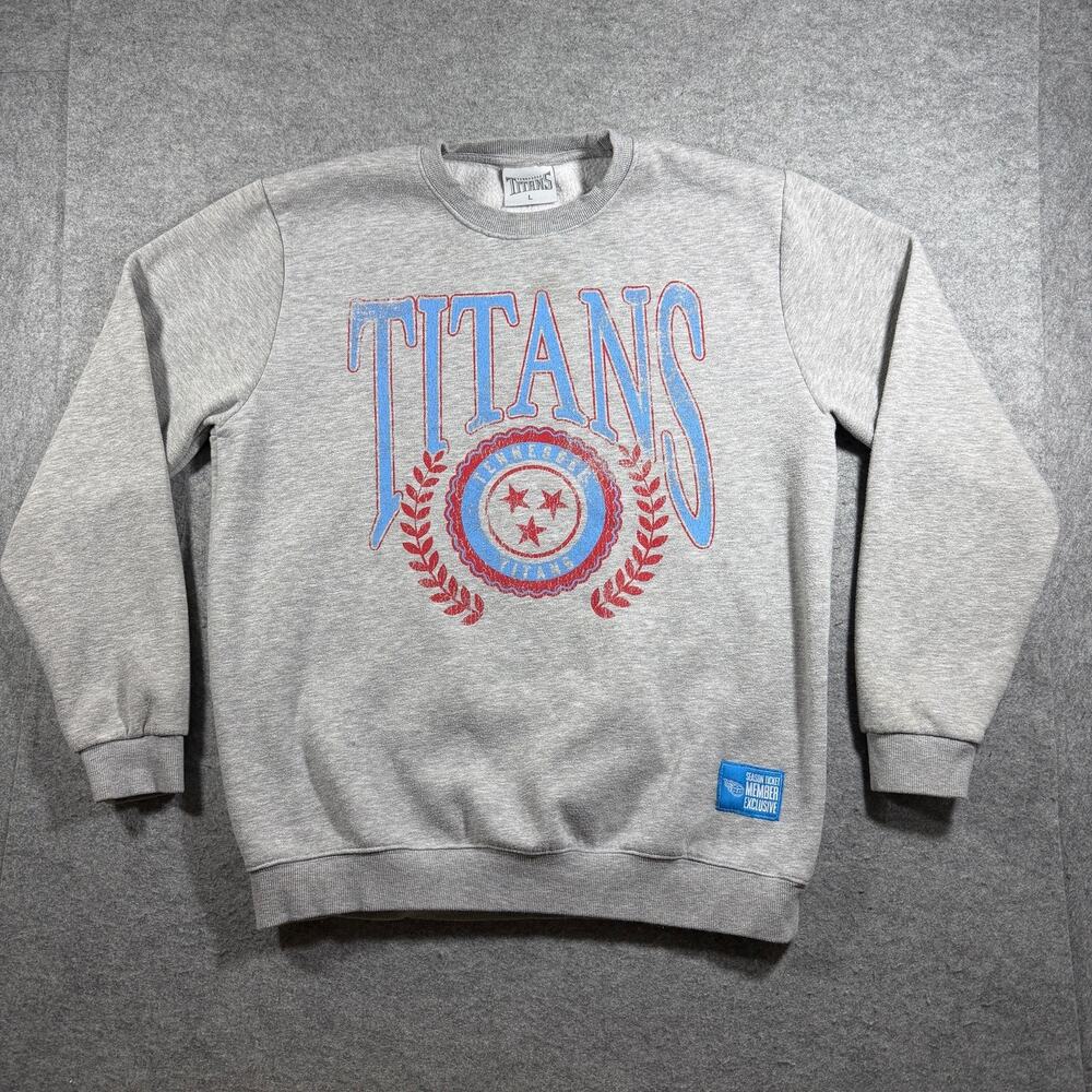 Tennessee Titans Fleece Sweatshirt Mens L Gray Crewneck Season Ticket Exclusive
